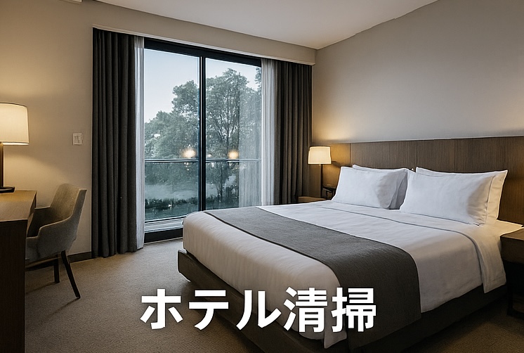 ホテル客室清掃の様子