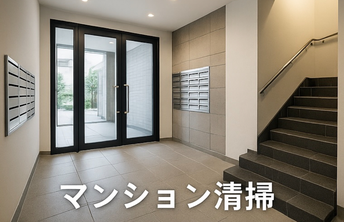 大阪のマンション共用部清掃の様子